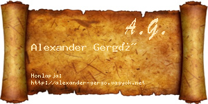 Alexander Gergő névjegykártya